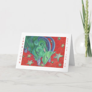 Zodiac Capricorn  'Happy Birthday' card white