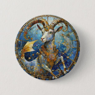 Zodiac - Capricorn the Sea Goat 6 Cm Round Badge