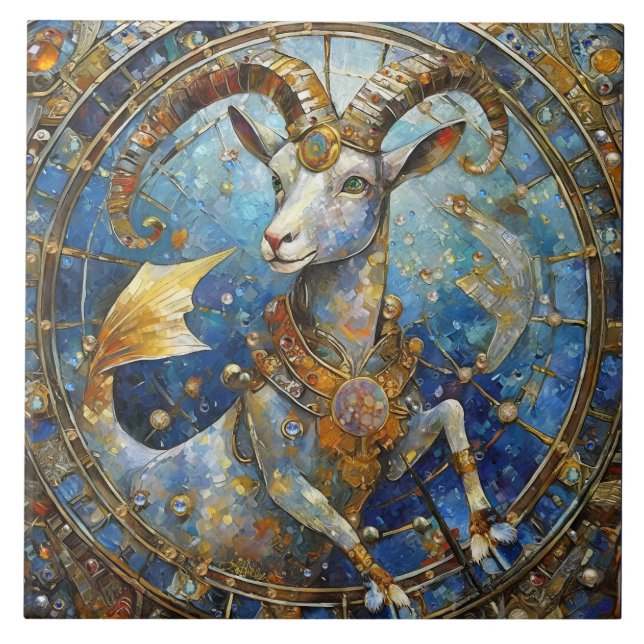 Zodiac - Capricorn the Sea Goat Ceramic Tile (Front)