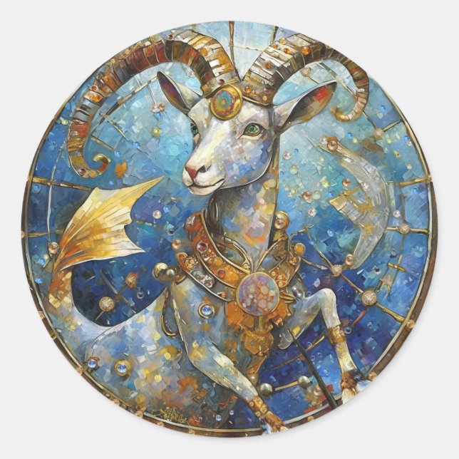 Zodiac - Capricorn the Sea Goat Classic Round Sticker (Front)