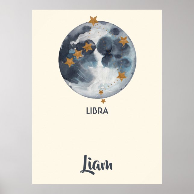 Zodiac Celestial Libra Nursery Wall Art (Front)