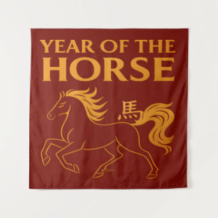 Zodiac Chinese New Year 2026 Horse Tapestry