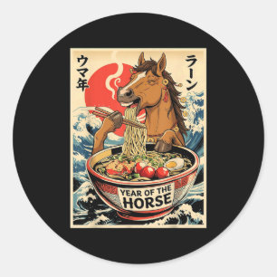 Zodiac Chinese New Year Of The Horse 2026 Ramen Me Classic Round Sticker