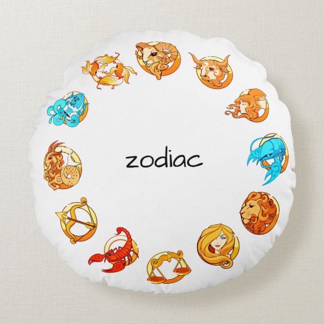 Zodiac Circle Astrology Round Cushion (Front)