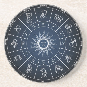 Zodiac circle with horoscope signs coaster
