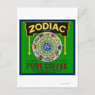 Zodiac Coffee LabelNew Orleans, LA Postcard
