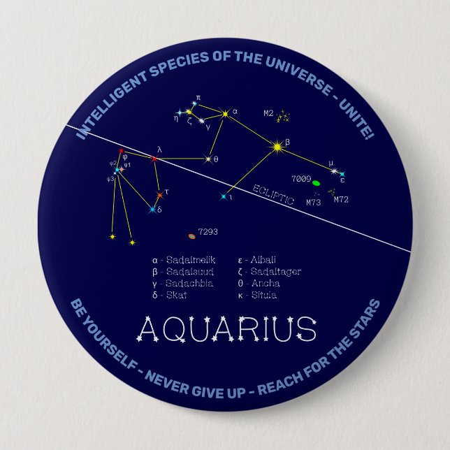 Zodiac Constellation Aquarius 10 Cm Round Badge (Front)