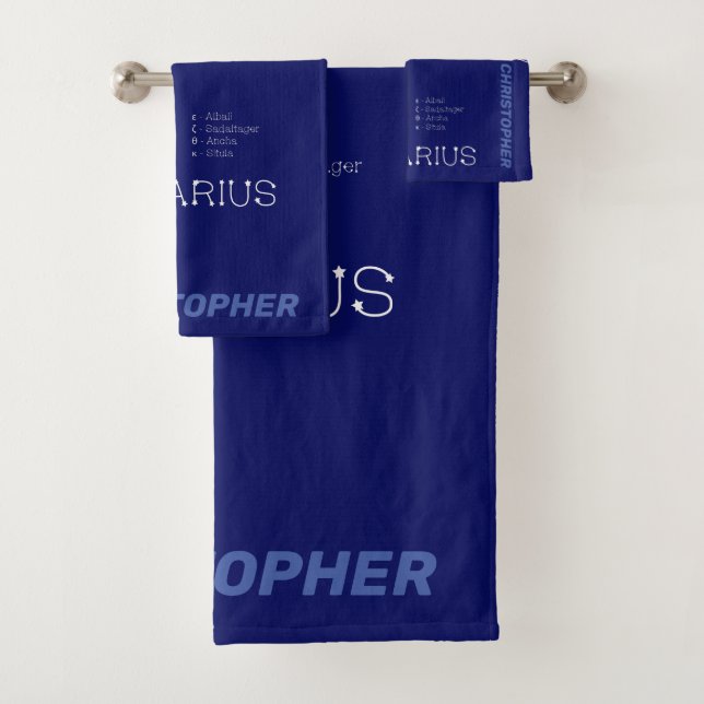 Zodiac Constellation Aquarius Bath Towel Set (Insitu)
