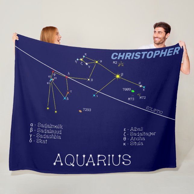 Zodiac Constellation Aquarius Fleece Blanket (In Situ)