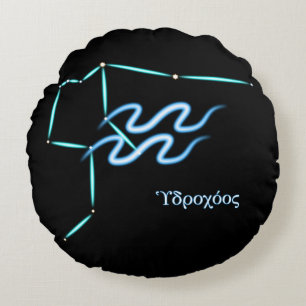Zodiac Constellation Aquarius Round Pillow