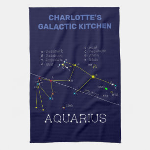 Zodiac Constellation Aquarius Tea Towel