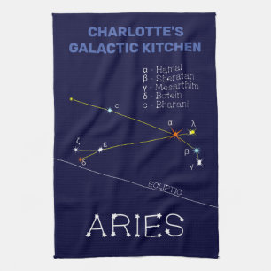 Zodiac Constellation Aries Tea Towel