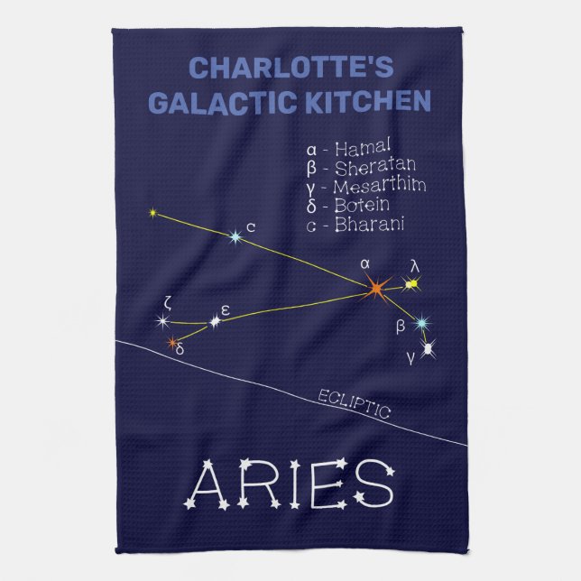 Zodiac Constellation Aries Tea Towel (Vertical)