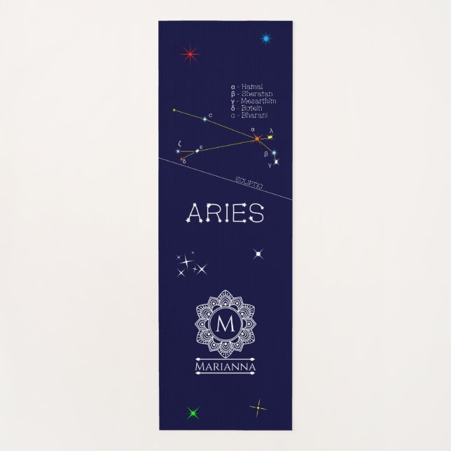 Zodiac Constellation Aries Yoga Mat (Front)