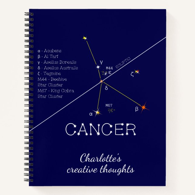 Zodiac Constellation Cancer Notebook (Front)