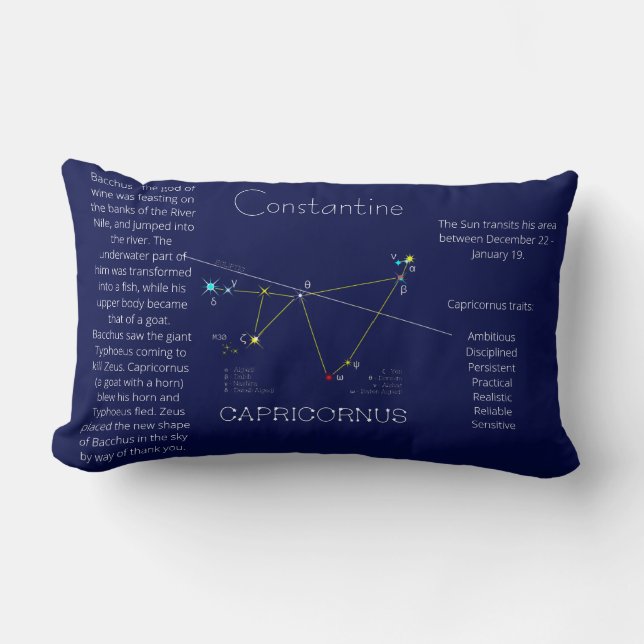 Zodiac Constellation Capricornus Funny Unique Lumbar Cushion (Front)