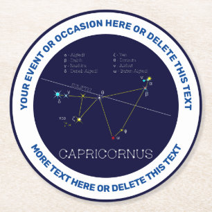Zodiac Constellation Capricornus Round Paper Coaster