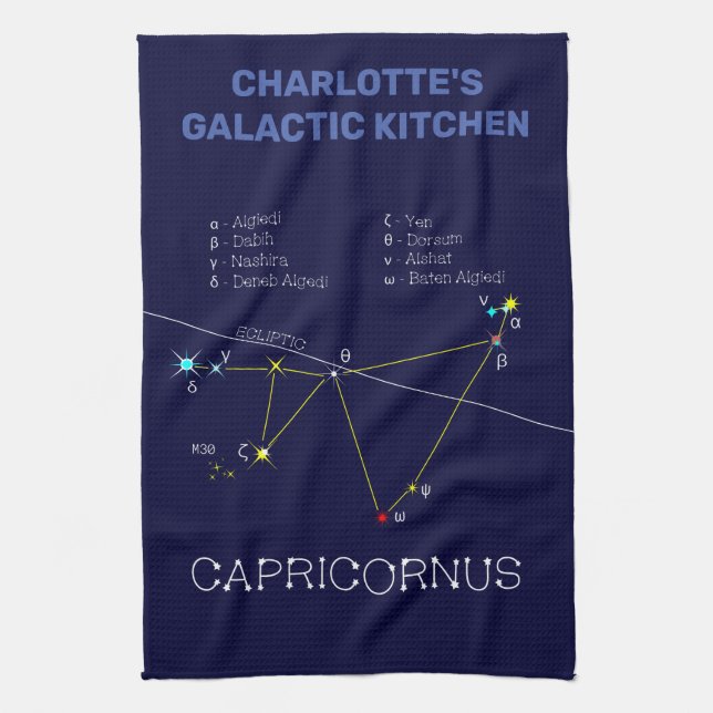 Zodiac Constellation Capricornus Tea Towel (Vertical)