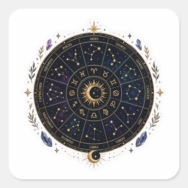 Zodiac Constellation Celestial Art Sticker (Front)