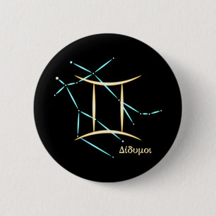 Zodiac Constellation Gemini Button
