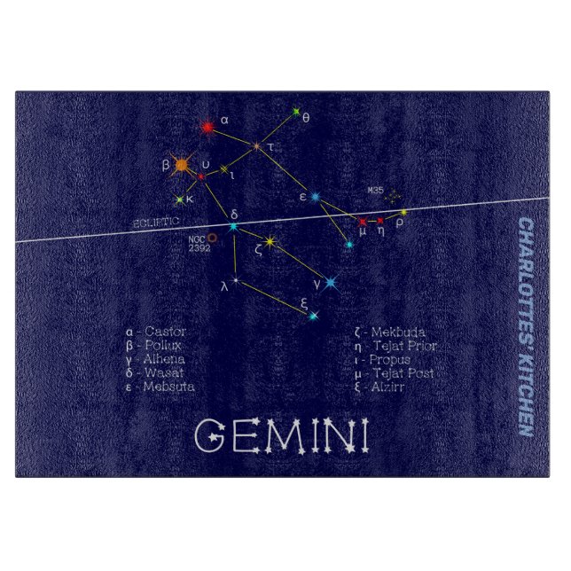 Zodiac Constellation Gemini Cutting Board (Front)