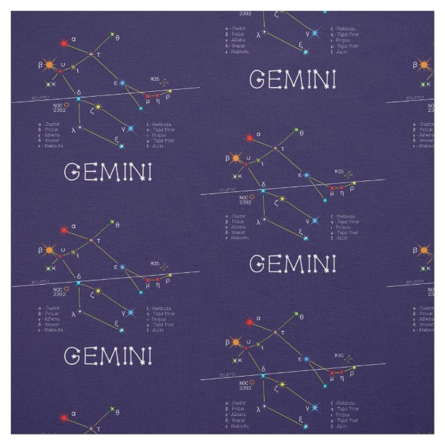 Zodiac Constellation Gemini Fabric (Swatch)