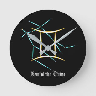 Zodiac Constellation Gemini Round Clock