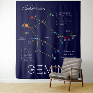 Zodiac Constellation Gemini Tapestry