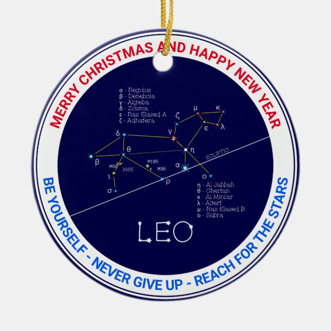 Zodiac Constellation Leo Ceramic Ornament (Front)