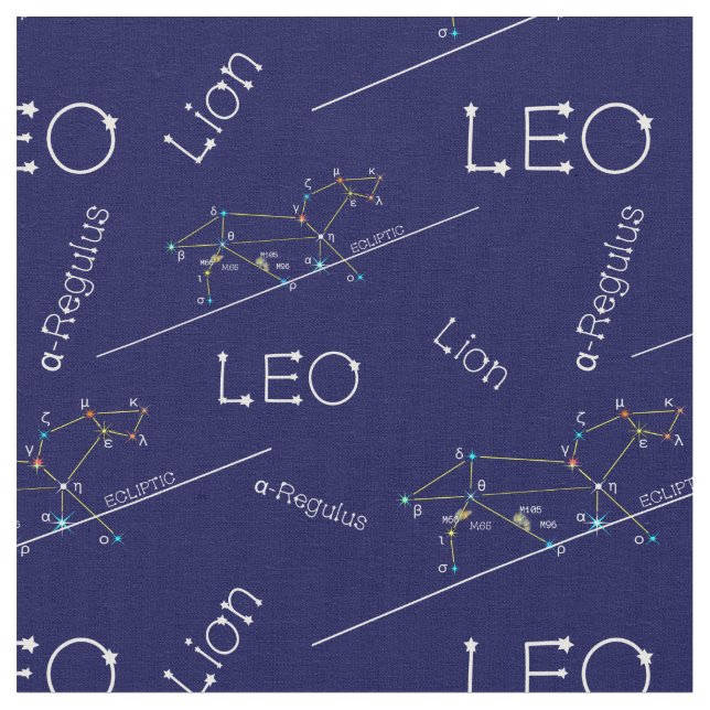 Zodiac Constellation Leo Fabric (Close Up)