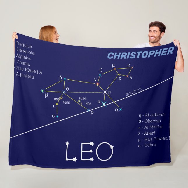 Zodiac Constellation Leo Fleece Blanket (In Situ)