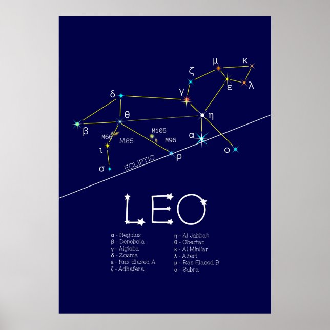 Zodiac Constellation Leo Poster (Front)