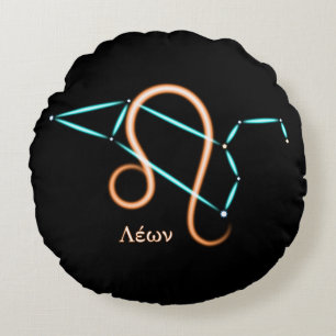 Zodiac Constellation Leo Round Pillow