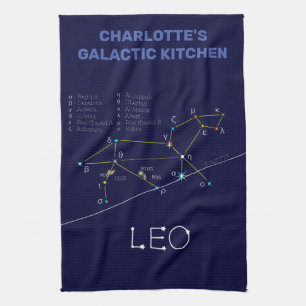 Zodiac Constellation Leo Tea Towel
