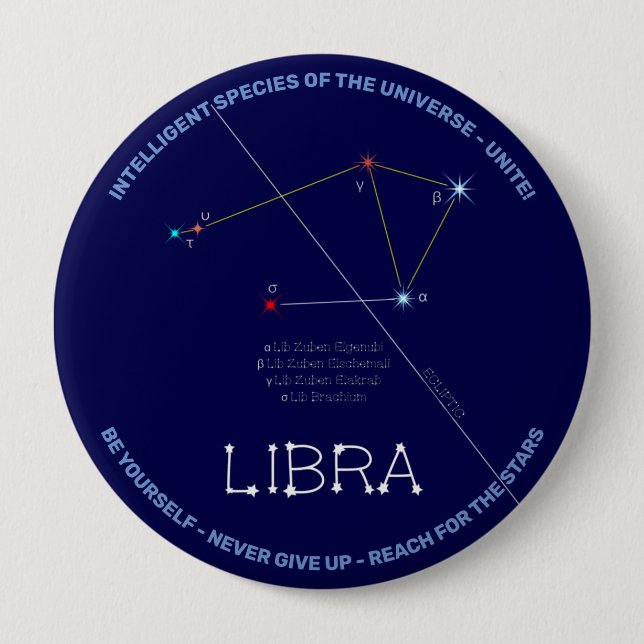 Zodiac Constellation Libra 10 Cm Round Badge (Front)