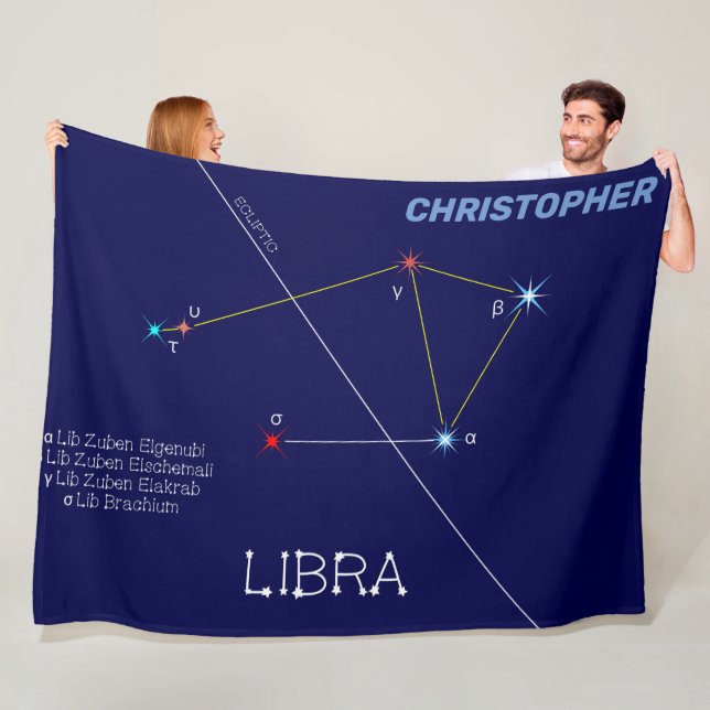 Zodiac Constellation Libra Fleece Blanket (In Situ)