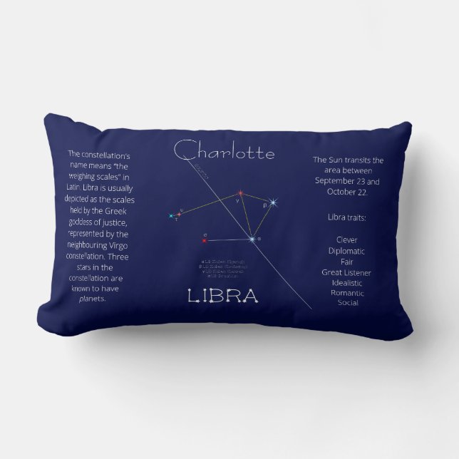 Zodiac Constellation Libra Funny Unique Lumbar Cushion (Front)