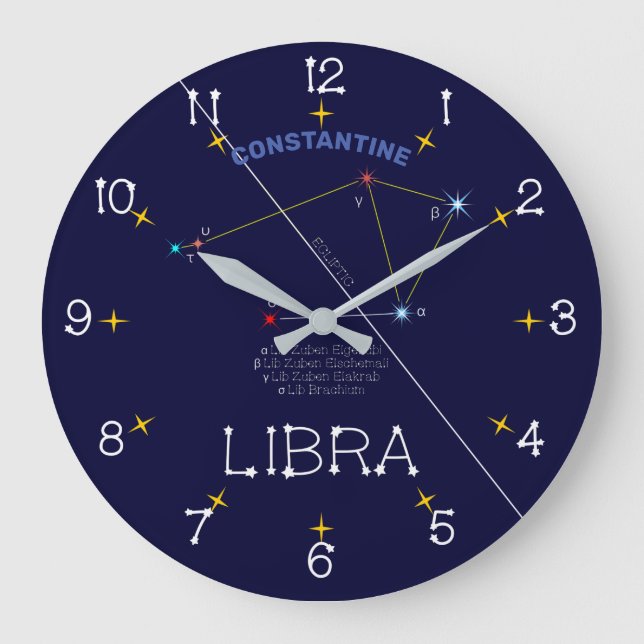 Zodiac Constellation Libra Large Clock (Front)