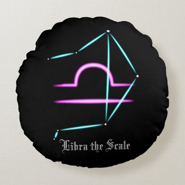 Zodiac Constellation Libra Round Pillow (Front)