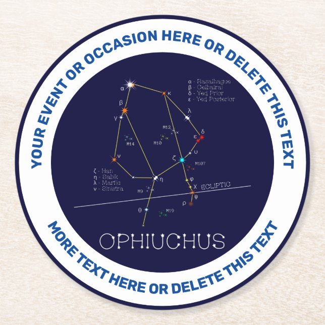 Zodiac Constellation Ophiuchus Round Paper Coaster (Front)