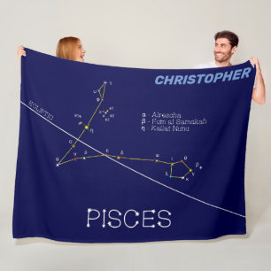 Zodiac Constellation Pisces Fleece Blanket
