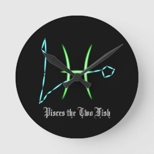Zodiac Constellation Pisces Round Clock