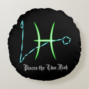 Zodiac Constellation Pisces Round Pillow
