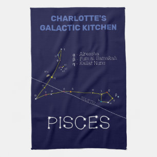 Zodiac Constellation Pisces Tea Towel