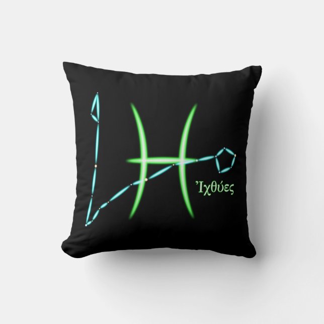 Zodiac Constellation Pisces Throw Pillow (Front)