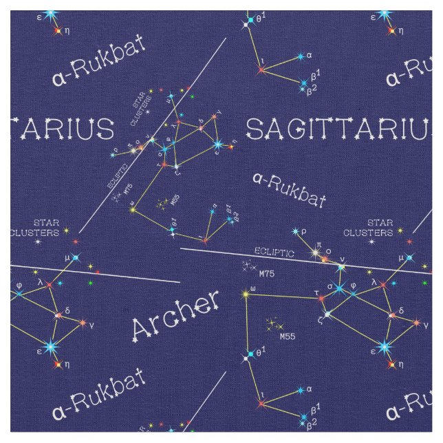 Zodiac Constellation Sagittarius Fabric (Close Up)