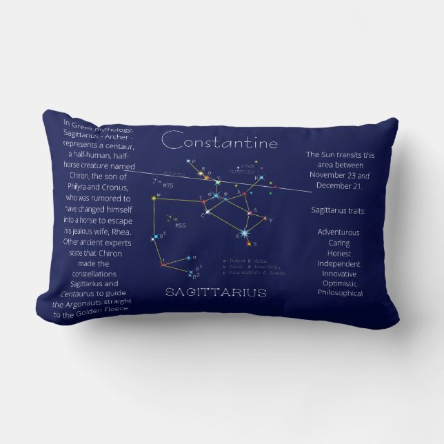 Zodiac Constellation Sagittarius Funny Unique Lumbar Cushion (Front)