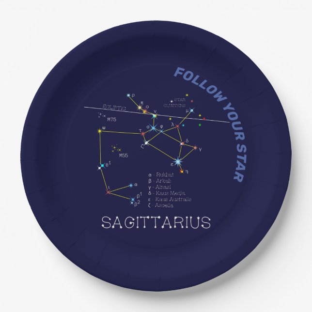 Zodiac Constellation Sagittarius Paper Plate (Front)