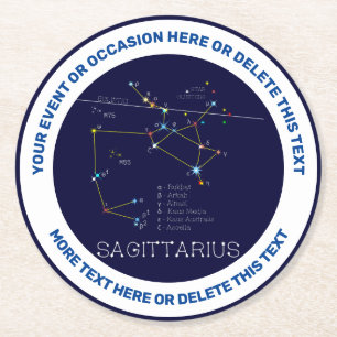 Zodiac Constellation Sagittarius Round Paper Coaster