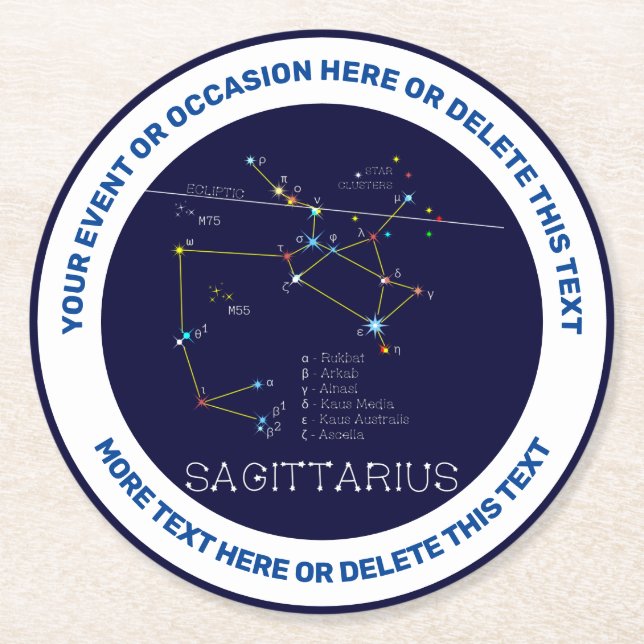 Zodiac Constellation Sagittarius Round Paper Coaster (Front)